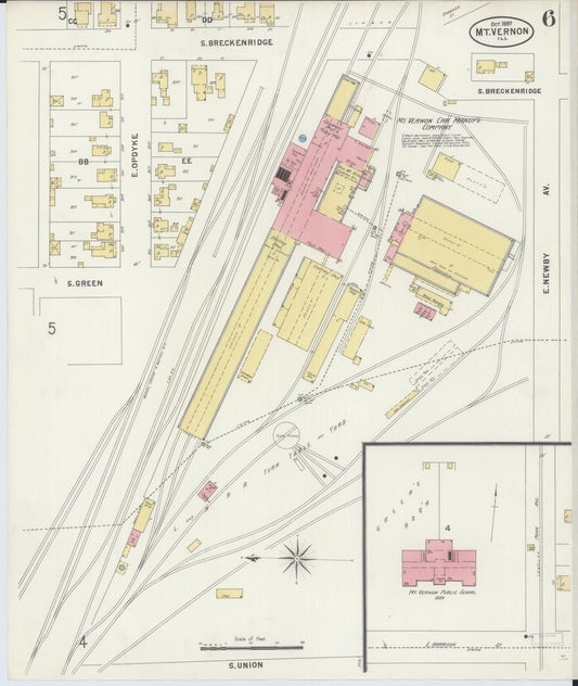 Sanborn Fire Insurance Map from Mount Vernon, Jefferson County, Illinois (1897), Sheet #0006 - Historic Sanborn Fire Insurance Map Print, vintage old map wall art, antique decor, genealogy gift, Illinois Illinois map