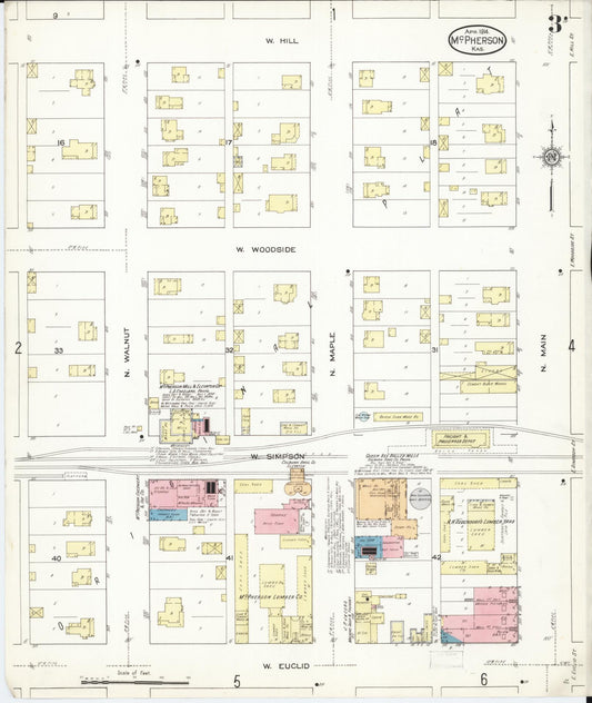 Sanborn Fire Insurance Map from Mcpherson, Mcpherson County, Kansas (1914), Sheet #0003 - Historic Sanborn Fire Insurance Map Print, vintage old map wall art, antique decor, genealogy gift, Kansas Kansas map