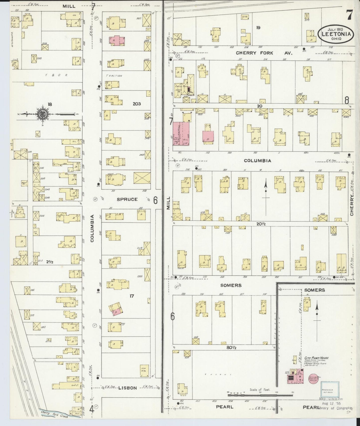 Sanborn Fire Insurance Map from Leetonia, Columbiana County, Ohio (1910), Sheet #0007 - Historic Sanborn Fire Insurance Map Print, vintage old map wall art, antique decor, genealogy gift, Ohio Ohio map