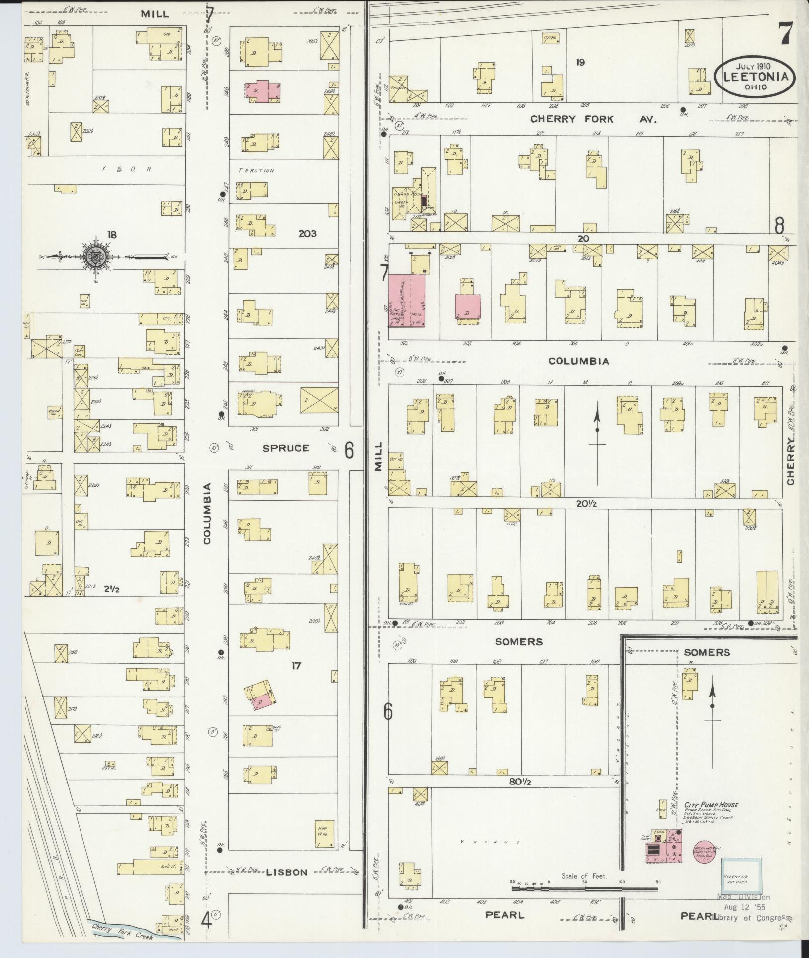 Sanborn Fire Insurance Map from Leetonia, Columbiana County, Ohio (1910), Sheet #0007 - Historic Sanborn Fire Insurance Map Print, vintage old map wall art, antique decor, genealogy gift, Ohio Ohio map