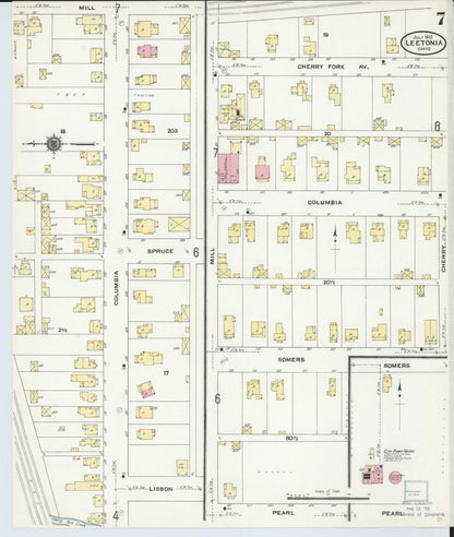Sanborn Fire Insurance Map from Leetonia, Columbiana County, Ohio (1910), Sheet #0007 - Historic Sanborn Fire Insurance Map Print, vintage old map wall art, antique decor, genealogy gift, Ohio Ohio map