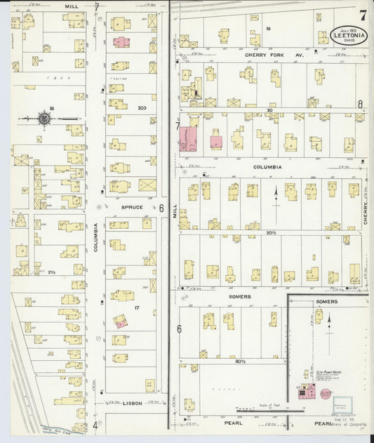 Sanborn Fire Insurance Map from Leetonia, Columbiana County, Ohio (1910), Sheet #0007 - Historic Sanborn Fire Insurance Map Print, vintage old map wall art, antique decor, genealogy gift, Ohio Ohio map