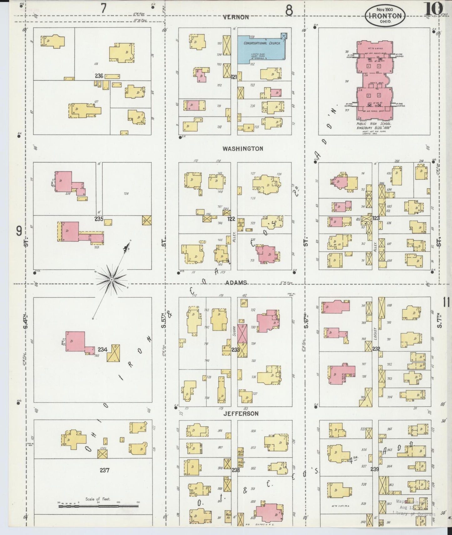 Sanborn Fire Insurance Map from Ironton, Lawrence County, Ohio (1900), Sheet #0010 - Historic Sanborn Fire Insurance Map Print, vintage old map wall art, antique decor, genealogy gift, Ohio Ohio map