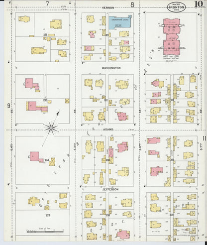 Sanborn Fire Insurance Map from Ironton, Lawrence County, Ohio (1900), Sheet #0010 - Historic Sanborn Fire Insurance Map Print, vintage old map wall art, antique decor, genealogy gift, Ohio Ohio map