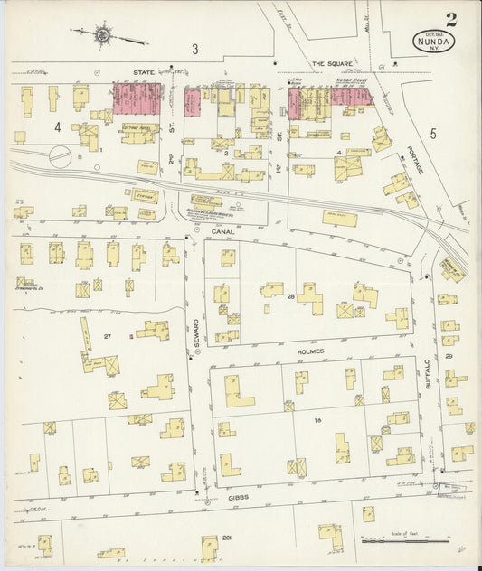 Sanborn Fire Insurance Map from Nunda, Livingston County, New York (1913), Sheet #0002 - Historic Sanborn Fire Insurance Map Print, vintage old map wall art, antique decor, genealogy gift, New York New York map