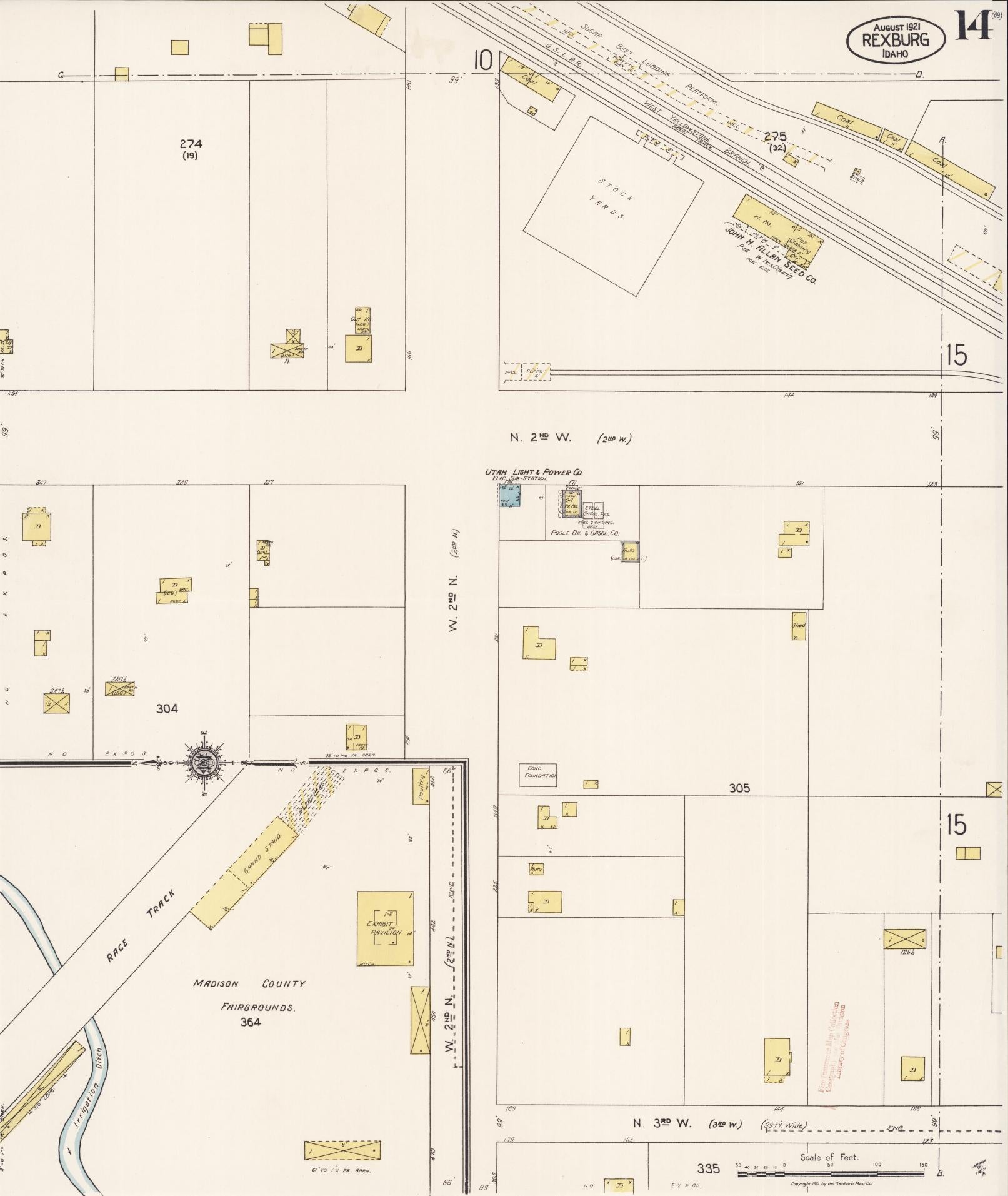 Sanborn Fire Insurance Map from Rexburg, Madison County, Idaho (1921), Sheet #0014 - Complete Map Set gallery image, historic Sanborn map, vintage wall art, Idaho Idaho