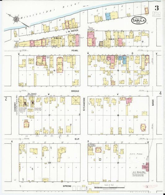 Sanborn Fire Insurance Map from Sabula, Jackson County, Iowa (1918), Sheet #0003 - Historic Sanborn Fire Insurance Map Print, vintage old map wall art