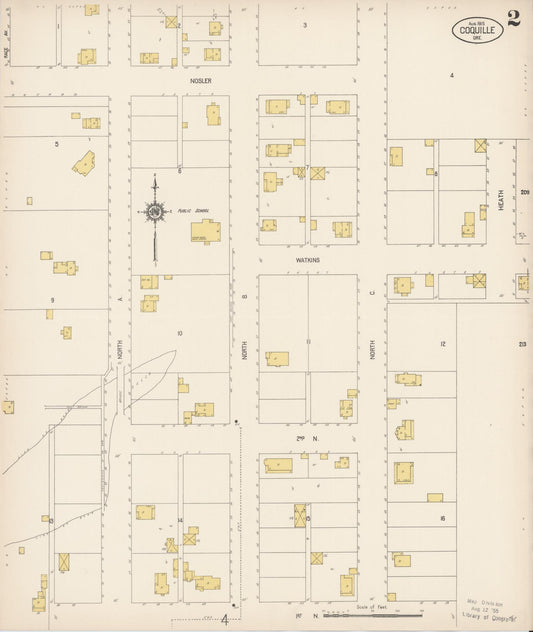 Sanborn Fire Insurance Map from Coquille, Coos County, Oregon (1915), Sheet #0002 - Historic Sanborn Fire Insurance Map Print, vintage old map wall art, antique decor, genealogy gift, Oregon Oregon map