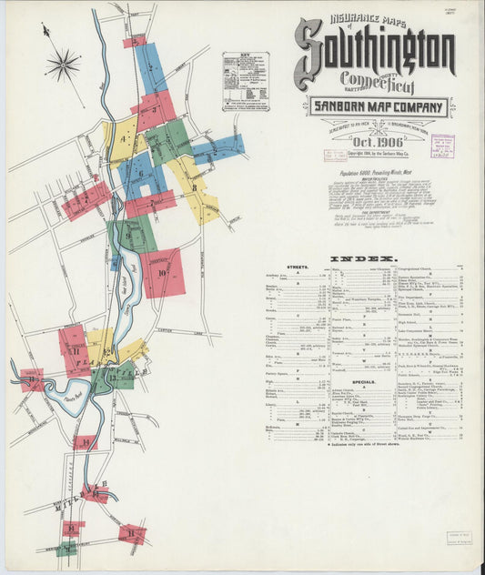 Sanborn Fire Insurance Map from Southington, Hartford County, Connecticut. (1906) – Historic Sanborn Fire Insurance Map Print
