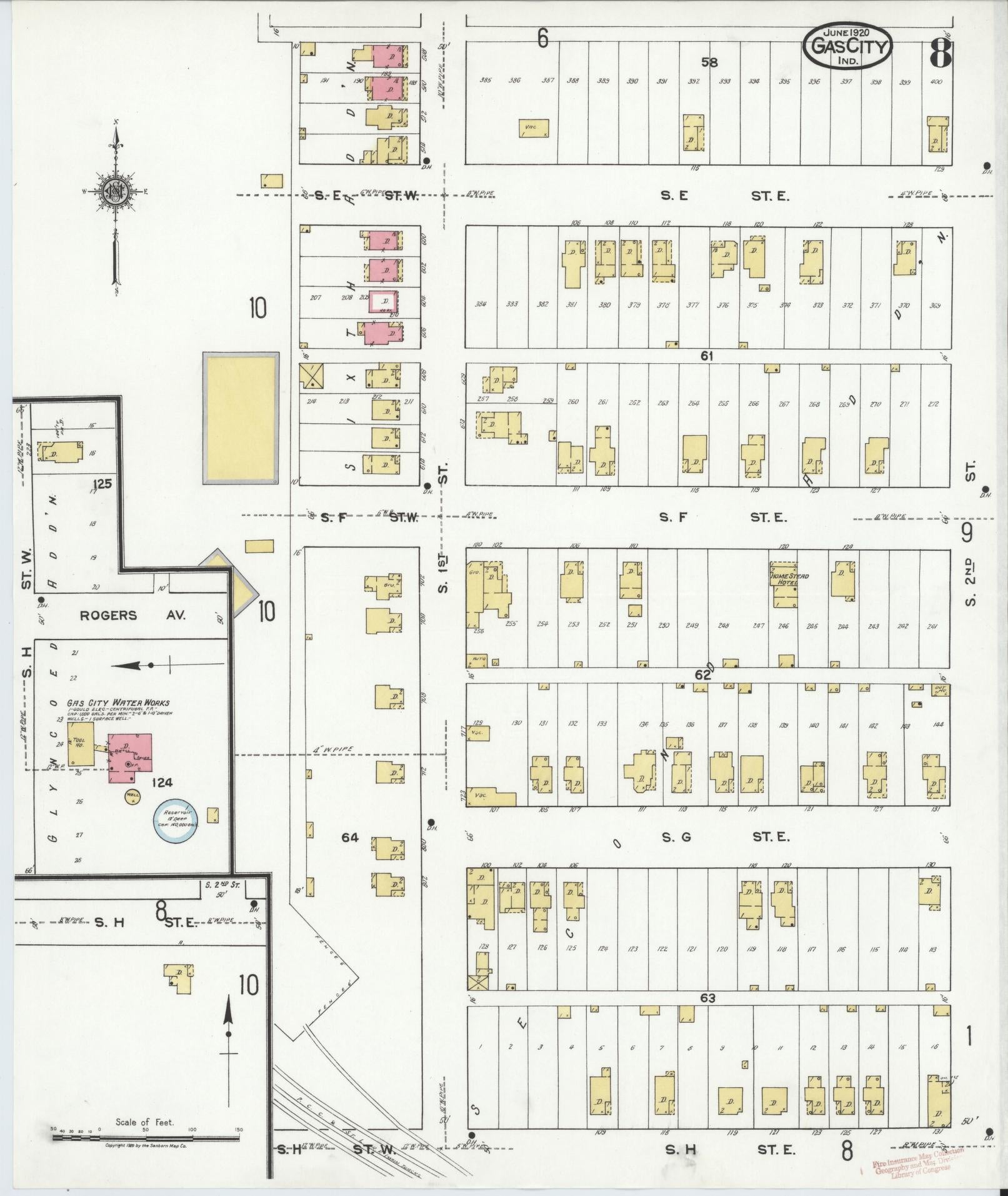 Sanborn Fire Insurance Map from Gas City, Grant County, Indiana (1920), Sheet #0008 - Complete Map Set gallery image, historic Sanborn map, vintage wall art, Indiana Indiana