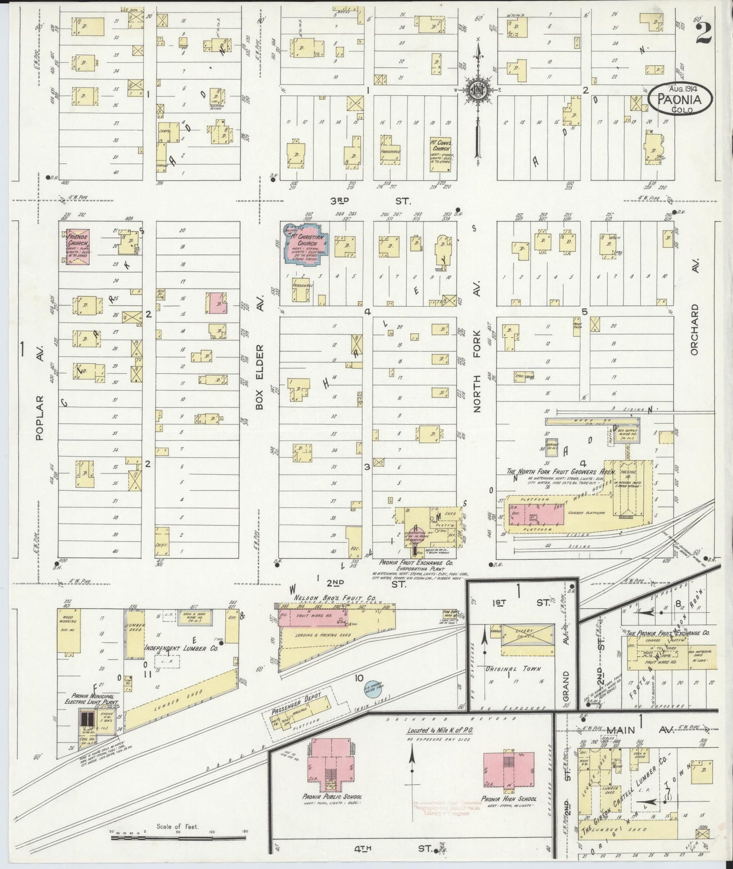 Sanborn Fire Insurance Map from Paonia, Delta County, Colorado (1914), Sheet #0002 - Historic Sanborn Fire Insurance Map Print, vintage old map wall art, antique decor, genealogy gift, Colorado Colorado map