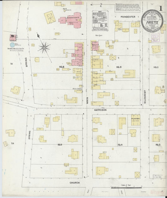 Sanborn Fire Insurance Map from Fayette, Jefferson County, Mississippi (1904), Sheet #0001 - Historic Sanborn Fire Insurance Map Print, vintage old map wall art, antique decor, genealogy gift, Mississippi Mississippi map
