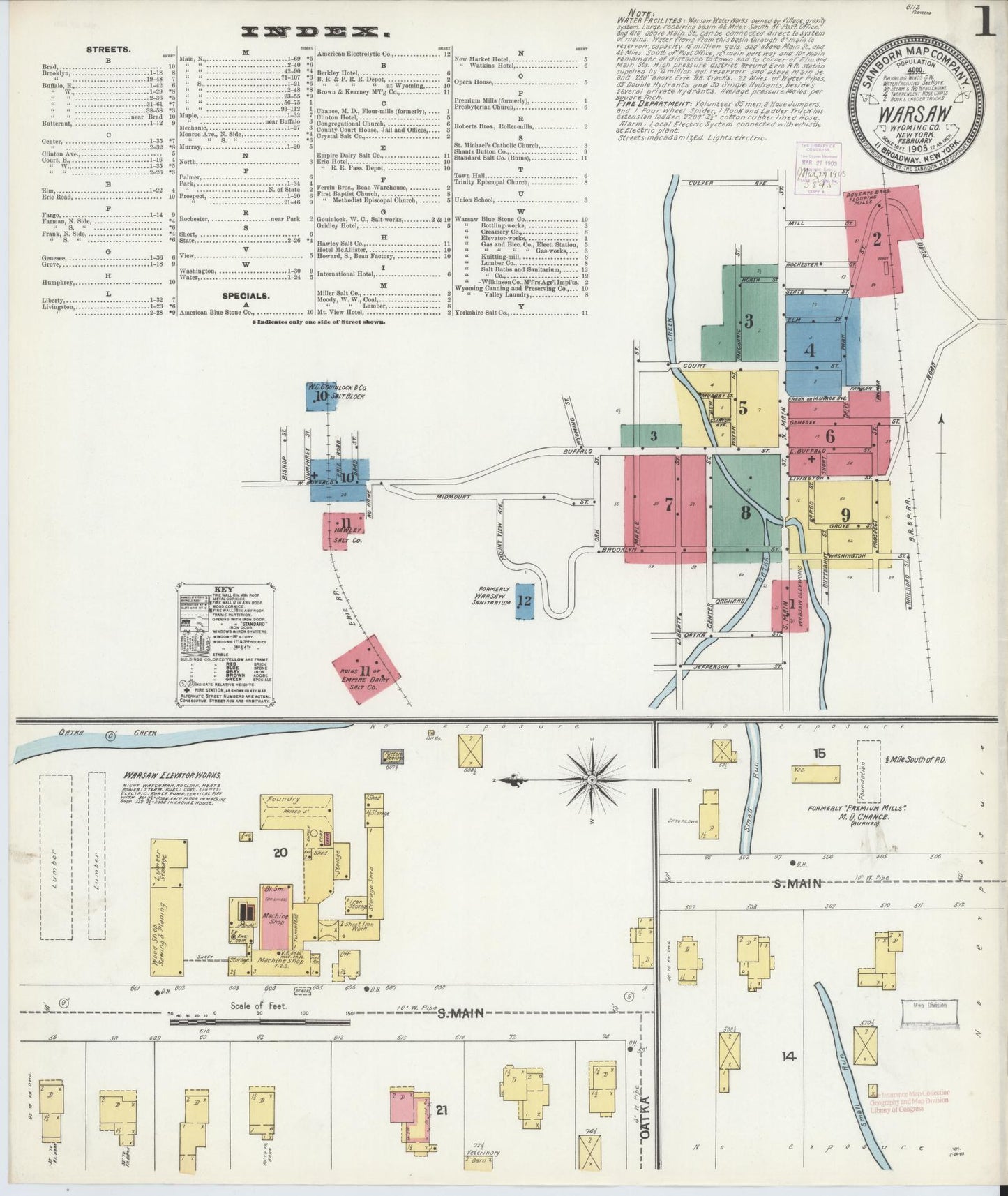 Sanborn Fire Insurance Map from Warsaw, Wyoming County, New York (1903), Sheet #0001 - Complete Map Set gallery image, historic Sanborn map, vintage wall art, Warsaw Wyoming