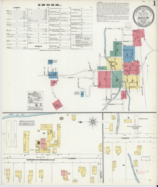 Sanborn Fire Insurance Map from Warsaw, Wyoming County, New York (1903), Sheet #0001 - Complete Map Set gallery image, historic Sanborn map, vintage wall art, Warsaw Wyoming