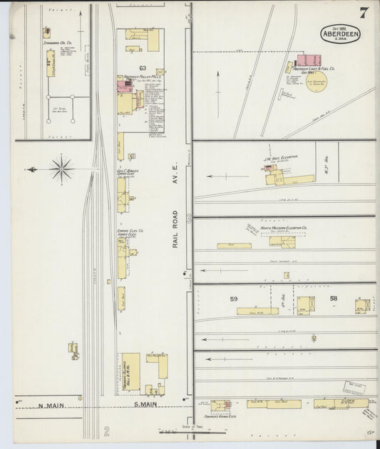 Sanborn Fire Insurance Map from Aberdeen, Brown County, South Dakota (1892), Sheet #0007 - Historic Sanborn Fire Insurance Map Print, vintage old map wall art, antique decor, genealogy gift, South Dakota South Dakota map
