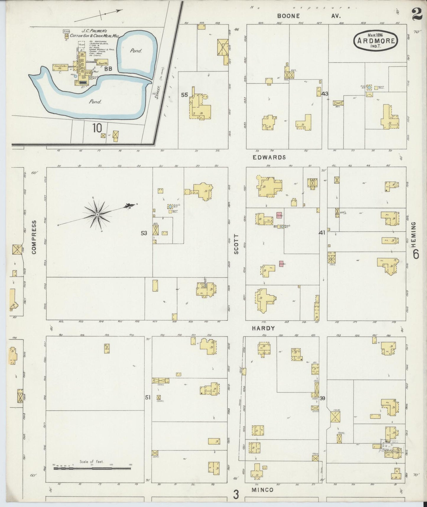 Sanborn Fire Insurance Map from Ardmore, Carter County, Oklahoma (1896), Sheet #0002 - Historic Sanborn Fire Insurance Map Print, vintage old map wall art, antique decor, genealogy gift, Oklahoma Oklahoma map