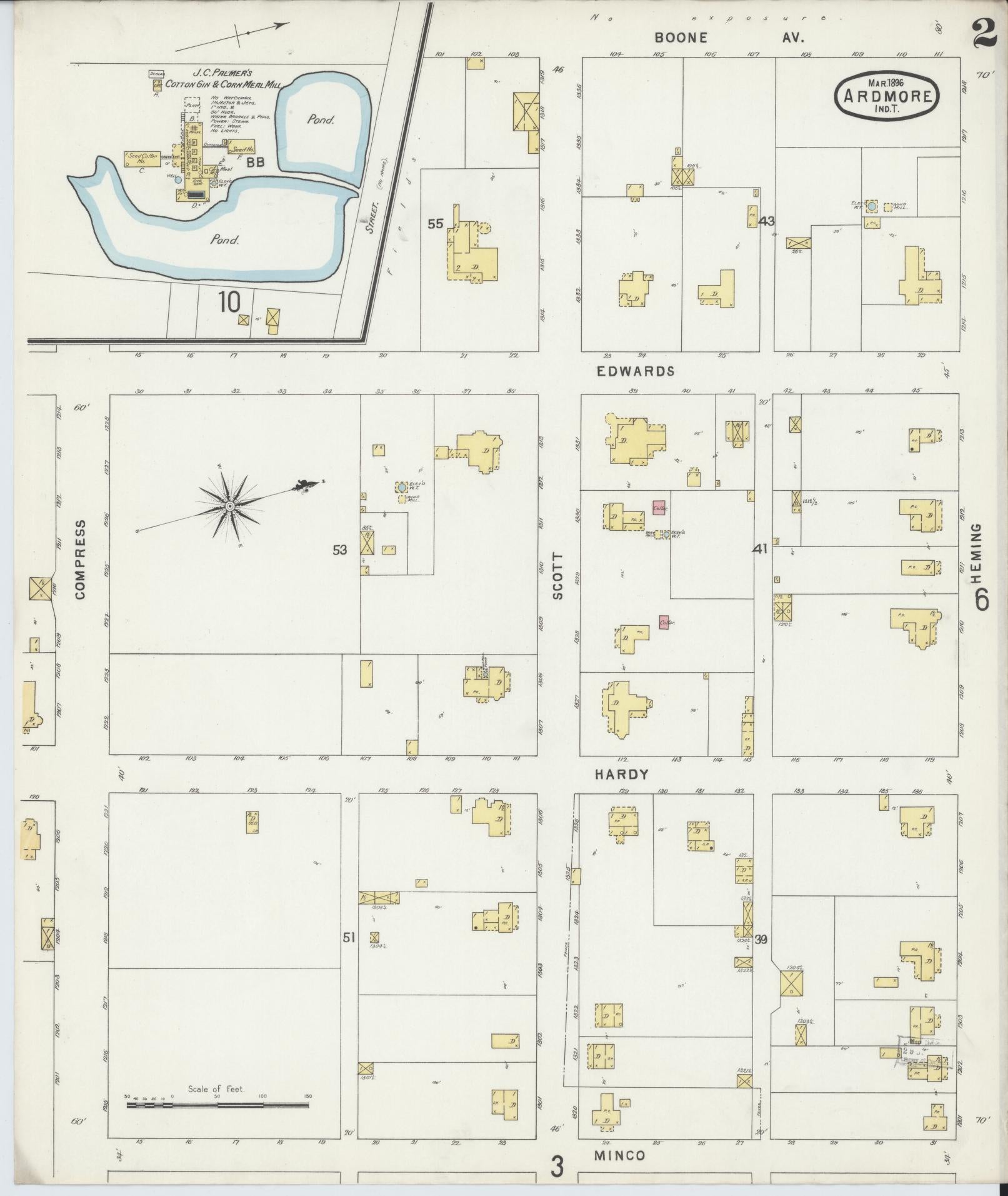 Sanborn Fire Insurance Map from Ardmore, Carter County, Oklahoma (1896), Sheet #0002 - Historic Sanborn Fire Insurance Map Print, vintage old map wall art, antique decor, genealogy gift, Oklahoma Oklahoma map