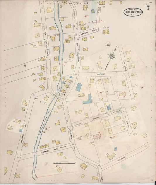 Sanborn Fire Insurance Map from Highland Falls, Orange County, New York (1937), Sheet #0007 - Historic Sanborn Fire Insurance Map Print, vintage old map wall art, antique decor, genealogy gift, New York New York map