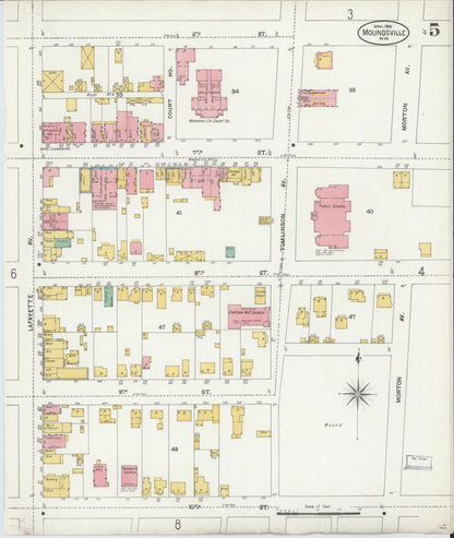 Sanborn Fire Insurance Map from Moundsville, Marshall County, West Virginia (1904), Sheet #0005 - Complete Map Set gallery image, historic Sanborn map, vintage wall art, West Virginia West Virginia
