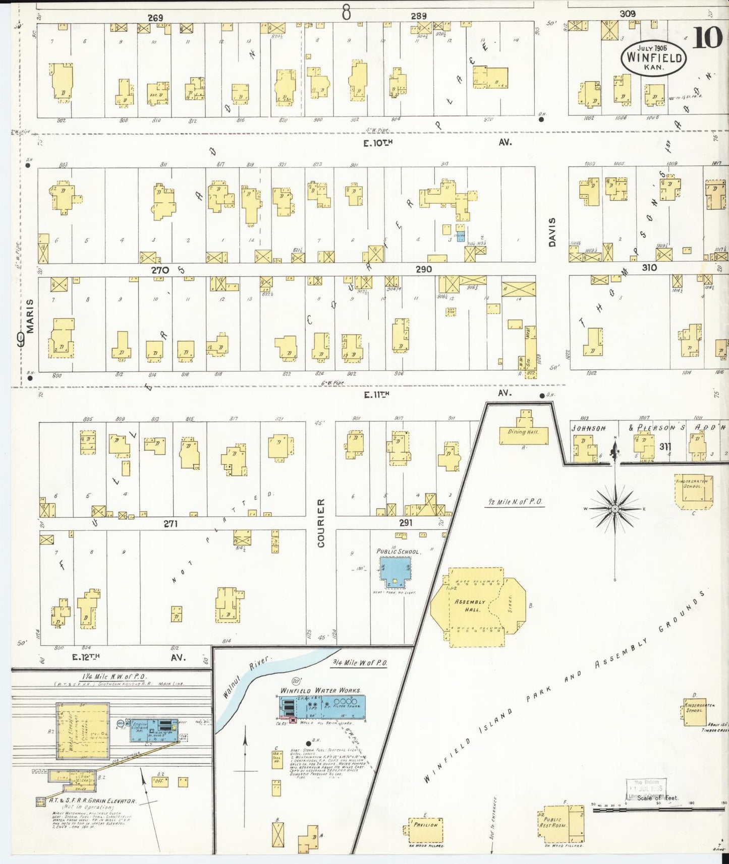 Sanborn Fire Insurance Map from Winfield, Cowley County, Kansas (1905), Sheet #0010 - Complete Map Set gallery image, historic Sanborn map, vintage wall art, Kansas Kansas