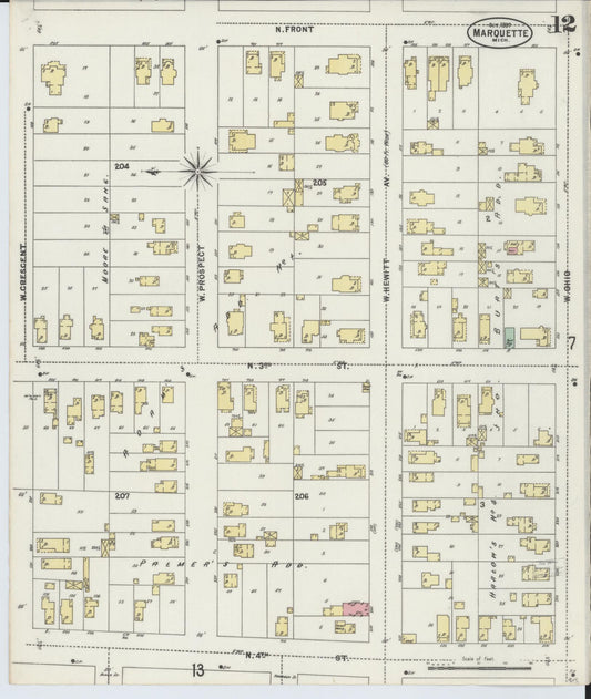 Sanborn Fire Insurance Map from Marquette, Marquette County, Michigan (1897), Sheet #0012 - Historic Sanborn Fire Insurance Map Print, vintage old map wall art, antique decor, genealogy gift, Michigan Michigan map