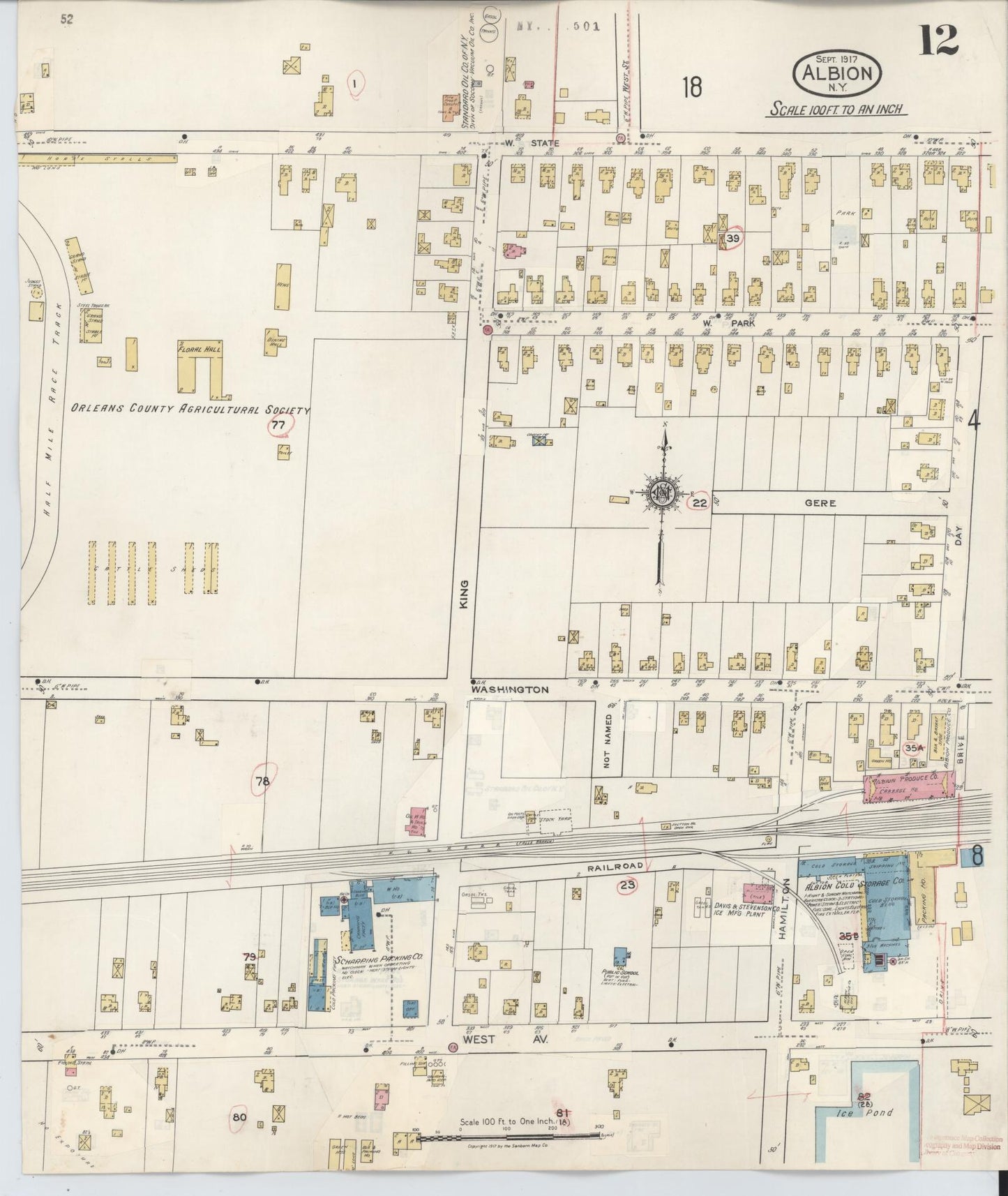 Sanborn Fire Insurance Map from Albion, Orleans County, New York (1941), Sheet #0012 - Complete Map Set gallery image, historic Sanborn map, vintage wall art, New York New York