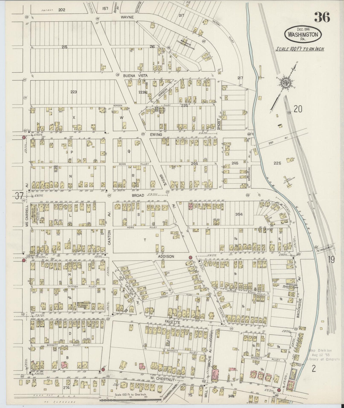 Sanborn Fire Insurance Map from Washington, Washington County, Pennsylvania (1914), Sheet #0036 - Complete Map Set gallery image, historic Sanborn map, vintage wall art, Sanborn Fire Insurance Map from Washington Washington