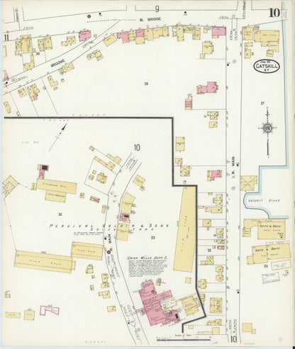 Sanborn Fire Insurance Map from Catskill, Greene County, New York (1912), Sheet #0010 - Historic Sanborn Fire Insurance Map Print, vintage old map wall art, antique decor, genealogy gift, New York New York map