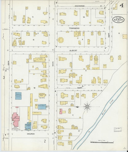 Sanborn Fire Insurance Map from Akron, Erie County, New York (1905), Sheet #0004 - Complete Map Set gallery image, historic Sanborn map, vintage wall art, New York New York