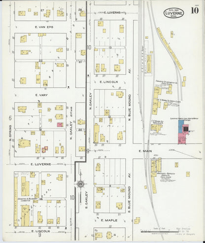 Sanborn Fire Insurance Map from Luverne, Rock County, Minnesota (1921), Sheet #0010 - Historic Sanborn Fire Insurance Map Print, vintage old map wall art, antique decor, genealogy gift, Minnesota Minnesota map