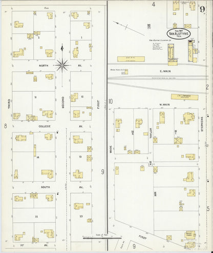 Sanborn Fire Insurance Map from Van Alstyne, Grayson County, Texas (1907), Sheet #0009 - Complete Map Set gallery image, historic Sanborn map, vintage wall art, Texas Texas