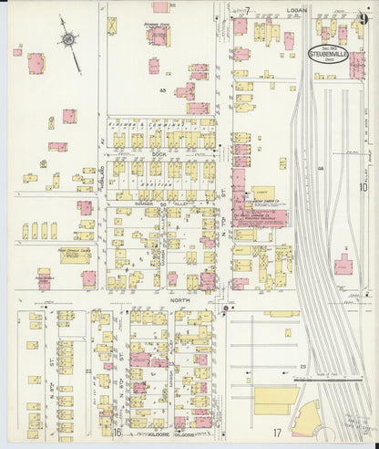 Sanborn Fire Insurance Map from Steubenville, Jefferson County, Ohio (1913), Sheet #0009 - Complete Map Set gallery image, historic Sanborn map, vintage wall art, Ohio Ohio