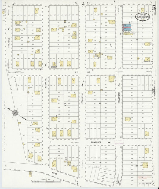 Sanborn Fire Insurance Map from Harrison, Westchester County, New York (1911), Sheet #0005 - Historic Sanborn Fire Insurance Map Print, vintage old map wall art, antique decor, genealogy gift, New York New York map