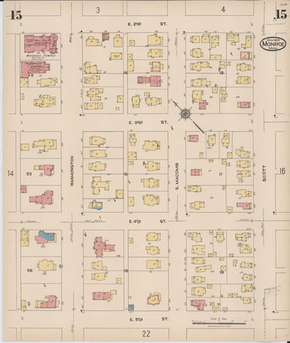 Sanborn Fire Insurance Map from Monroe, Monroe County, Michigan (1922), Sheet #0015 - Complete Map Set gallery image, historic Sanborn map, vintage wall art, Michigan Michigan