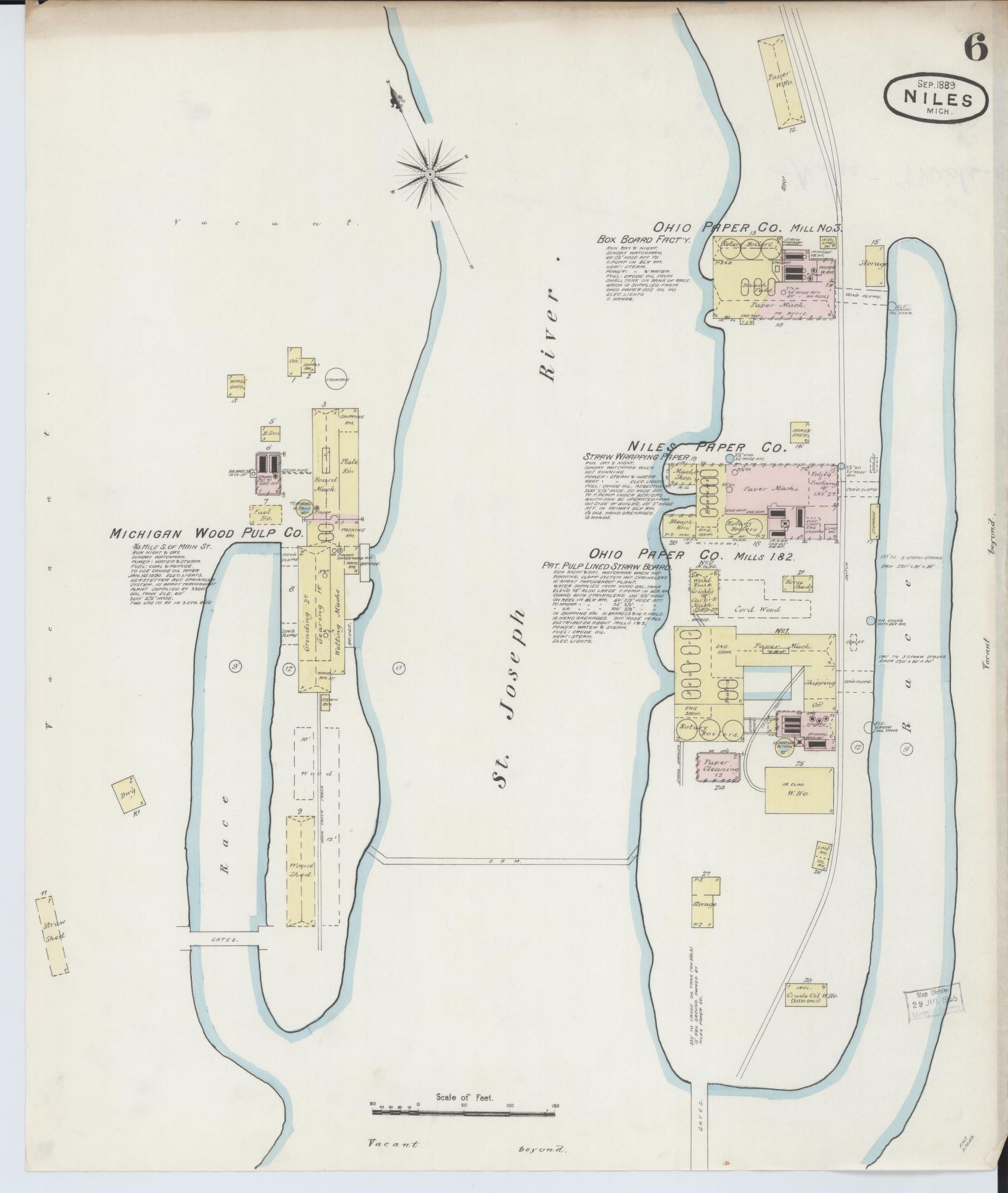 Sanborn Fire Insurance Map from Niles, Berrien County, Michigan (1889), Sheet #0006 - Complete Map Set gallery image, historic Sanborn map, vintage wall art, Michigan Michigan