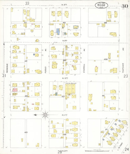 Sanborn Fire Insurance Map from Boise, Ada County, Idaho (1903), Sheet #0030 - Complete Map Set gallery image, historic Sanborn map, vintage wall art, Idaho Idaho