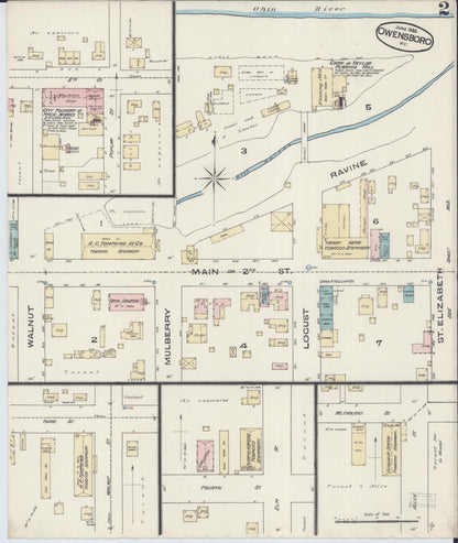 Sanborn Fire Insurance Map from Owensboro, Daviess County, Kentucky (1885), Sheet #0002 - Complete Map Set gallery image, historic Sanborn map, vintage wall art, Kentucky Kentucky