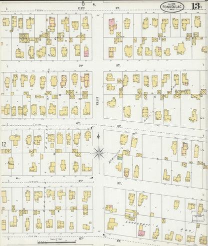 Sanborn Fire Insurance Map from Fond du Lac, Fond du Lac County, Wisconsin (1898), Sheet #0013 - Historic Sanborn Fire Insurance Map Print, vintage old map wall art, antique decor, genealogy gift, Wisconsin Wisconsin map