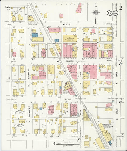 Sanborn Fire Insurance Map from Arcanum, Darke County, Ohio (1926), Sheet #0002 - Historic Sanborn Fire Insurance Map Print, vintage old map wall art, antique decor, genealogy gift, Ohio Ohio map