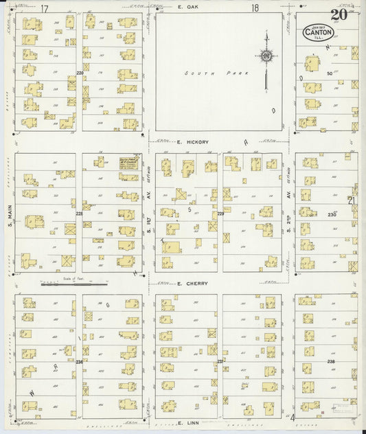 Sanborn Fire Insurance Map from Canton, Fulton County, Illinois (1917), Sheet #0020 - Historic Sanborn Fire Insurance Map Print, vintage old map wall art, antique decor, genealogy gift, Illinois Illinois map