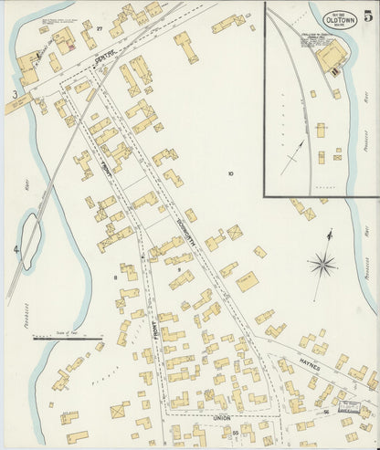 Sanborn Fire Insurance Map from Old Town, Penobscot County, Maine (1901), Sheet #0005 - Complete Map Set gallery image, historic Sanborn map, vintage wall art, Maine Maine