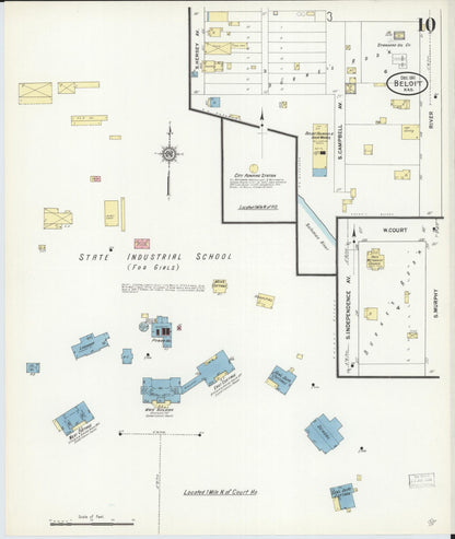 Sanborn Fire Insurance Map from Beloit, Mitchell County, Kansas (1911), Sheet #0010 - Complete Map Set gallery image, historic Sanborn map, vintage wall art, Kansas Kansas