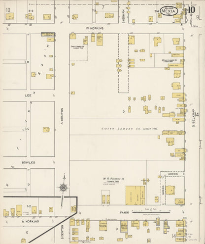 Sanborn Fire Insurance Map from Mexia, Limestone County, Texas (1922), Sheet #0010 - Complete Map Set gallery image, historic Sanborn map, vintage wall art, Texas Texas