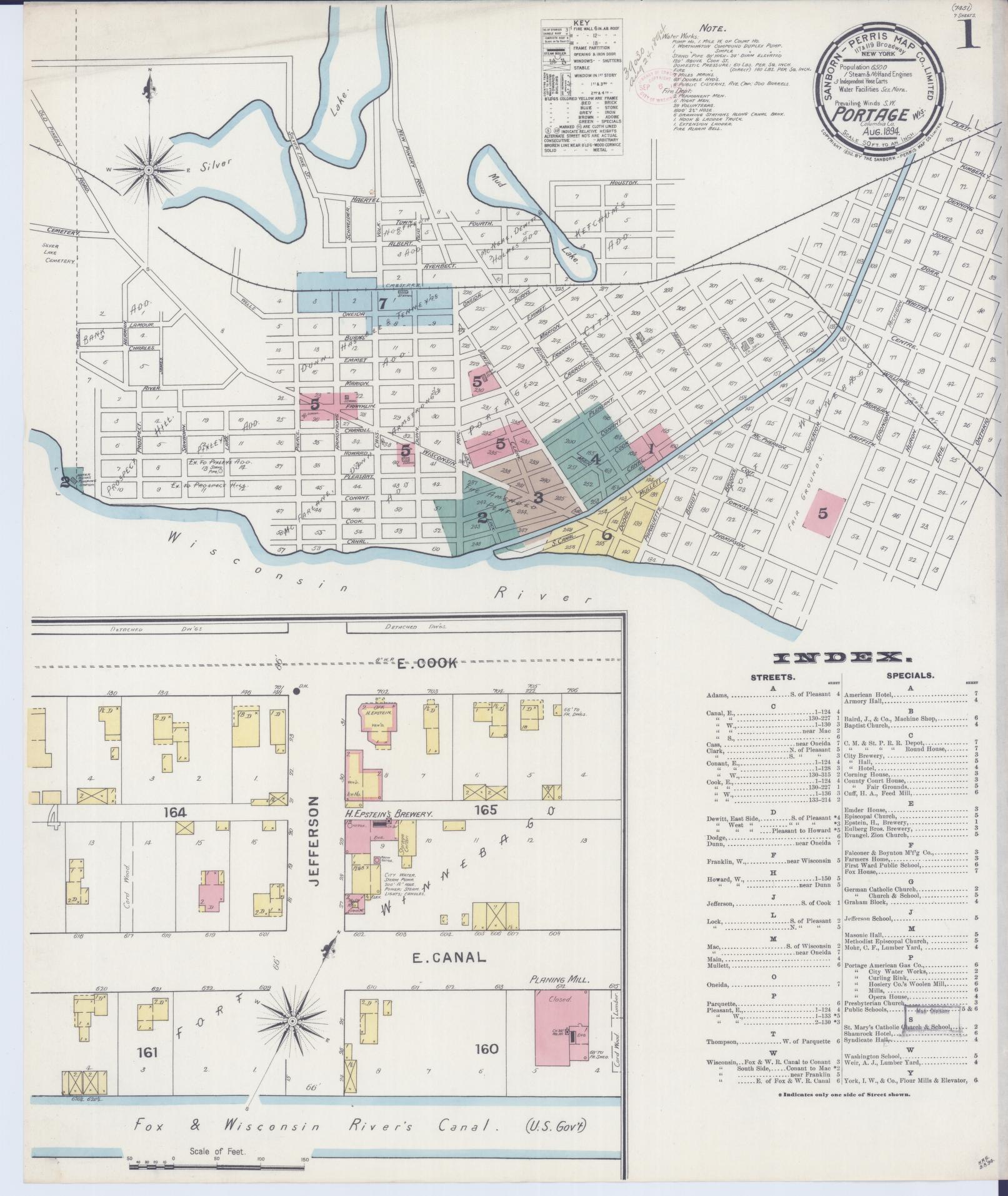 Portage, Columbia County, Wisconsin (1894) – Sanborn Fire Insurance Map – Map View