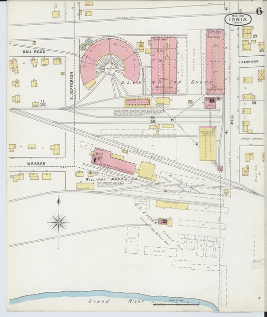 Sanborn Fire Insurance Map from Ionia, Ionia County, Michigan (1895), Sheet #0006 - Historic Sanborn Fire Insurance Map Print, vintage old map wall art, antique decor, genealogy gift, Michigan Michigan map