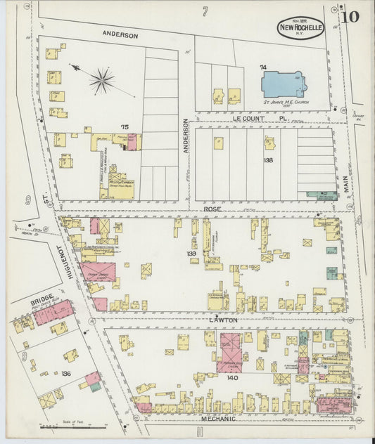 Sanborn Fire Insurance Map from New Rochelle, Westchester County, New York (1892), Sheet #0010 - Historic Sanborn Fire Insurance Map Print, vintage old map wall art, antique decor, genealogy gift, New York New York map