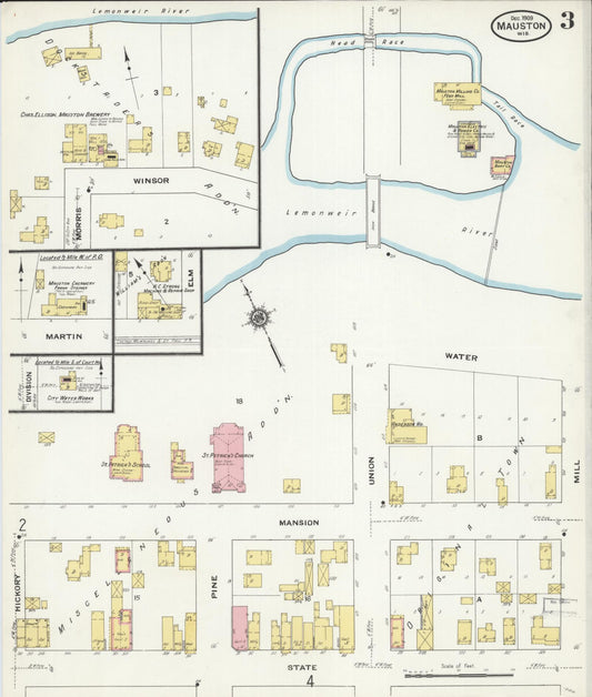 Sanborn Fire Insurance Map from Mauston, Juneau County, Wisconsin (1909), Sheet #0003 - Historic Sanborn Fire Insurance Map Print, vintage old map wall art, antique decor, genealogy gift, Wisconsin Wisconsin map