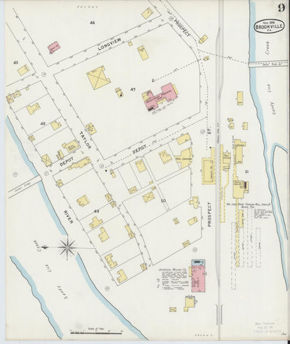 Sanborn Fire Insurance Map from Brookville, Jefferson County, Pennsylvania (1894), Sheet #0009 - Historic Sanborn Fire Insurance Map Print, vintage old map wall art, antique decor, genealogy gift, Pennsylvania Pennsylvania map