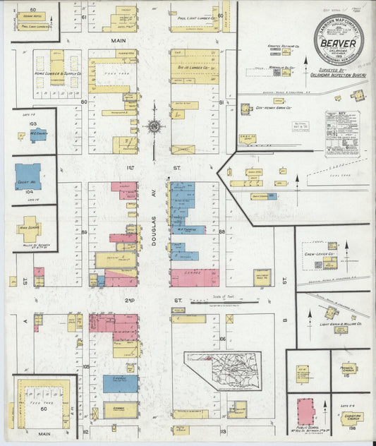Sanborn Fire Insurance Map from Beaver, Beaver County, Oklahoma (1919), Sheet #0001 - Historic Sanborn Fire Insurance Map Print, vintage old map wall art, antique decor, genealogy gift, Oklahoma Oklahoma map