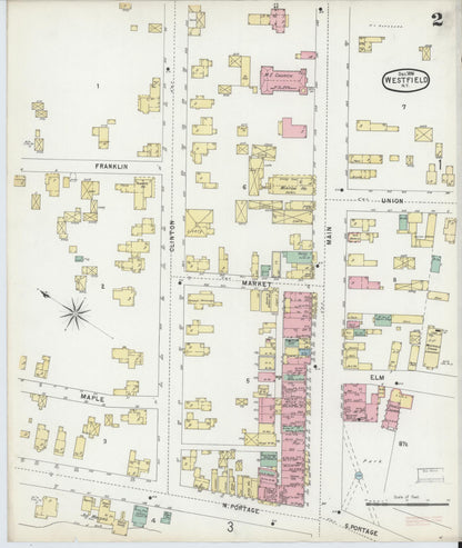 Sanborn Fire Insurance Map from Westfield, Chautauqua County, New York (1896), Sheet #0002 - Historic Sanborn Fire Insurance Map Print, vintage old map wall art, antique decor, genealogy gift, New York New York map